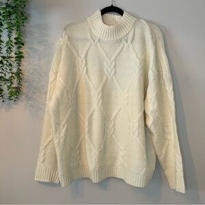 Elegant Cream Cottage Turtleneck Sweater